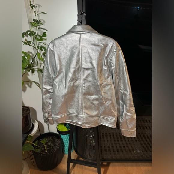 Zara Silver Men’s Rider's Jacket Leather size L/XL NWT - Picture 7 of 7